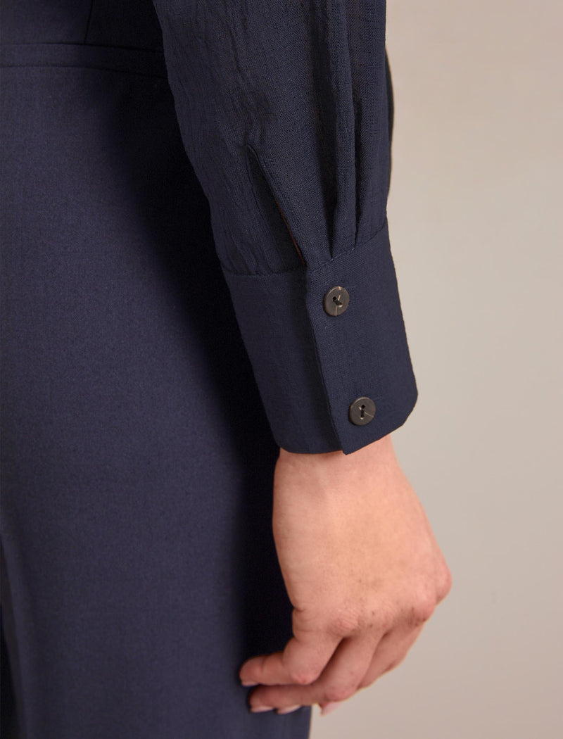 Riley Techni Voile Blouse - Navy