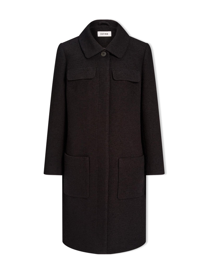 Logan Bouclé Tweed Coat - Black