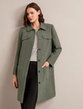 Logan Bouclé Tweed Coat - Khaki