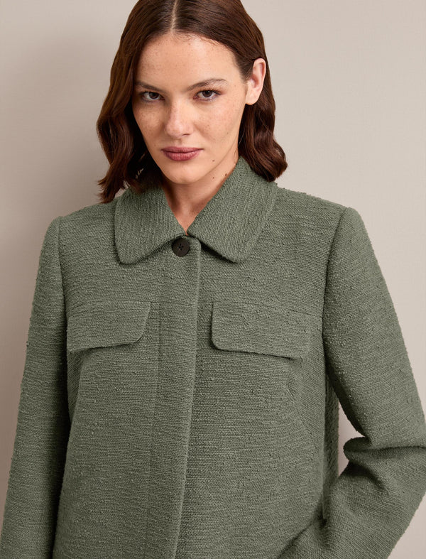 Logan Bouclé Tweed Coat - Khaki