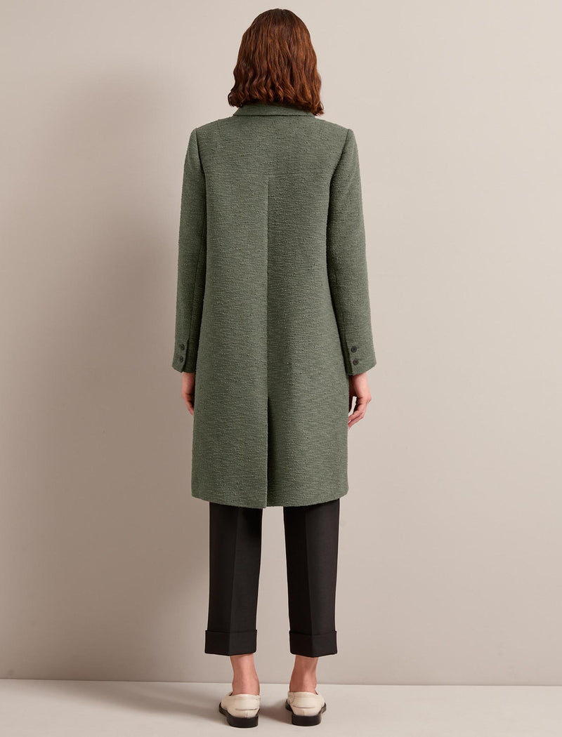Logan Bouclé Tweed Coat - Khaki