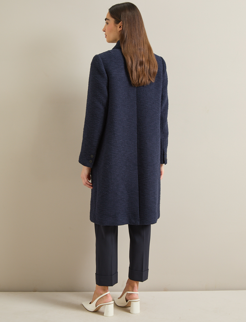 Logan Bouclé Tweed Coat - Navy