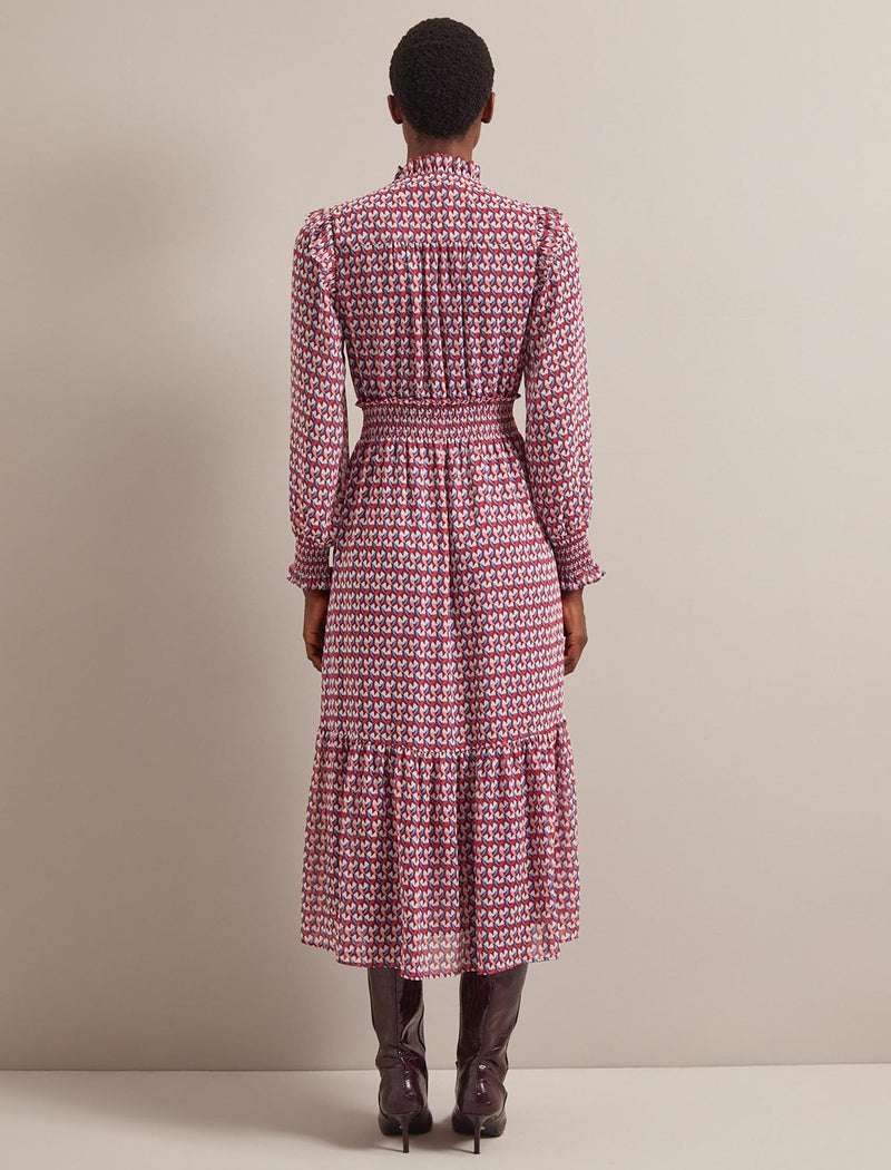 Saskia Maxi Dress - Burgundy Heart Geo Print
