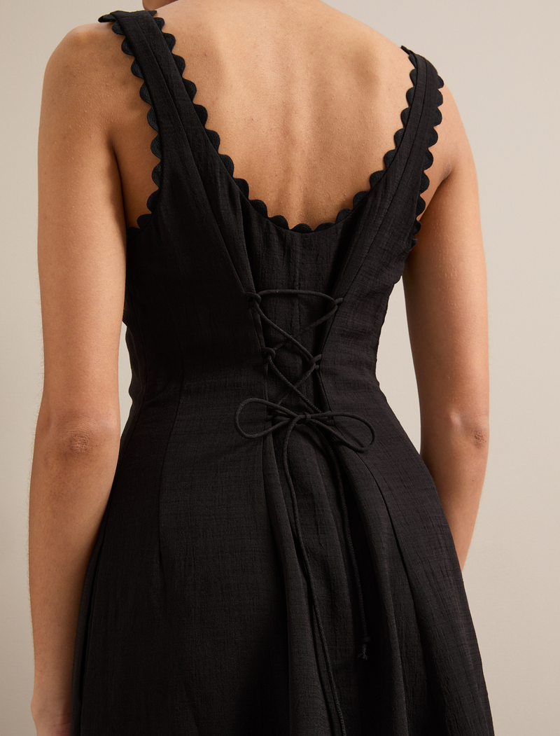 Ava Techni Voile Maxi Dress - Black