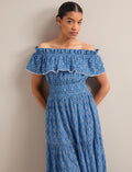 Aimee Cotton Maxi Dress - Blue Circle Carnation Print