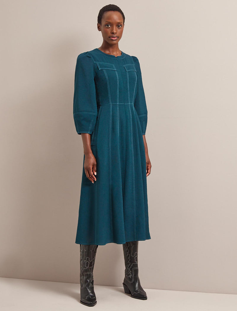 Lara Techni Voile Maxi Dress - Petrol Blue
