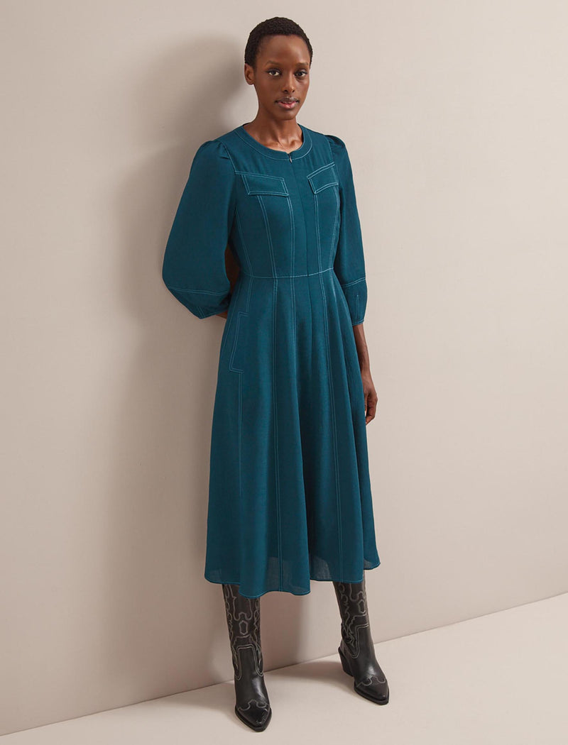 Lara Techni Voile Maxi Dress - Petrol Blue