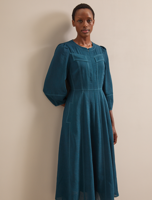 Lara Techni Voile Maxi Dress - Petrol Blue
