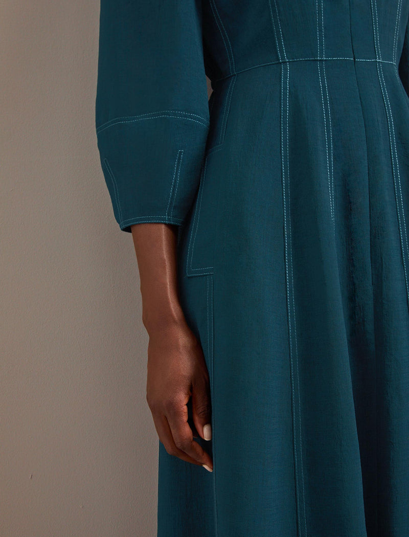 Lara Techni Voile Maxi Dress - Petrol Blue