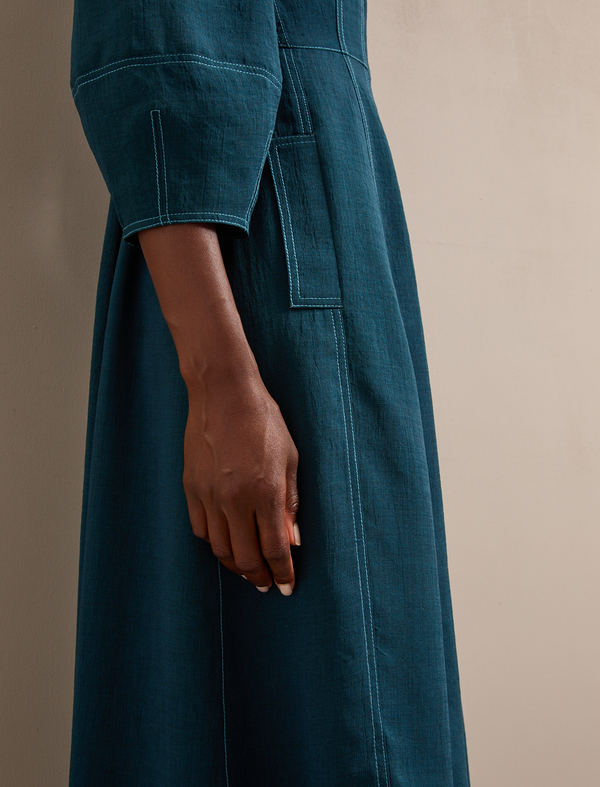 Lara Techni Voile Maxi Dress - Petrol Blue