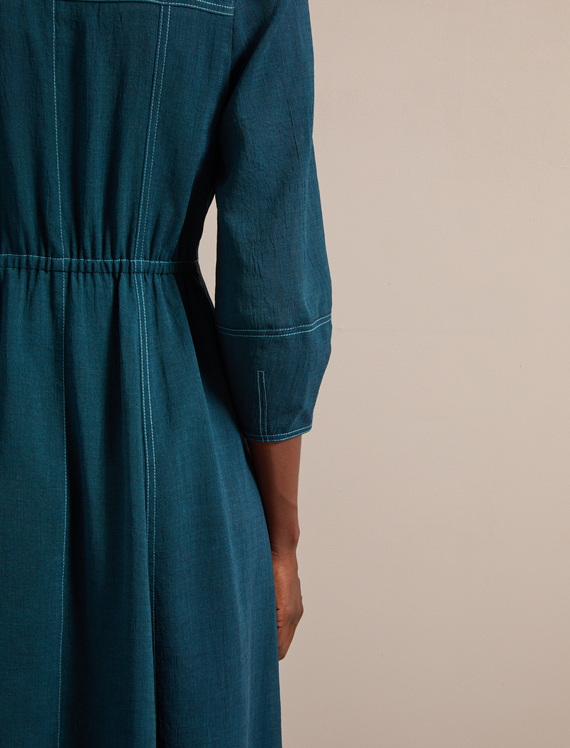 Lara Techni Voile Maxi Dress - Petrol Blue