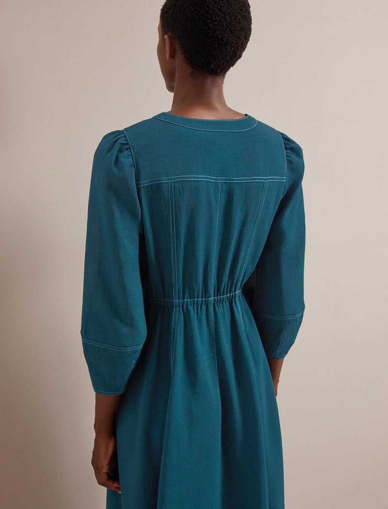 Lara Techni Voile Maxi Dress - Petrol Blue