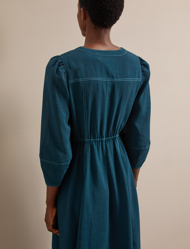 Lara Techni Voile Maxi Dress - Petrol Blue