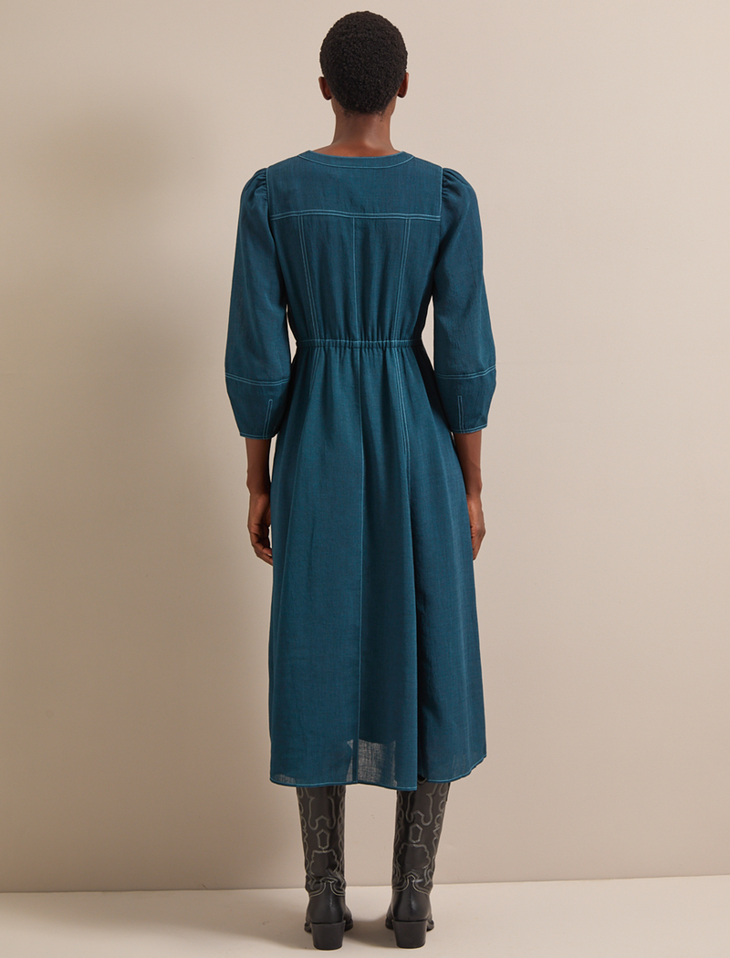Lara Techni Voile Maxi Dress - Petrol Blue