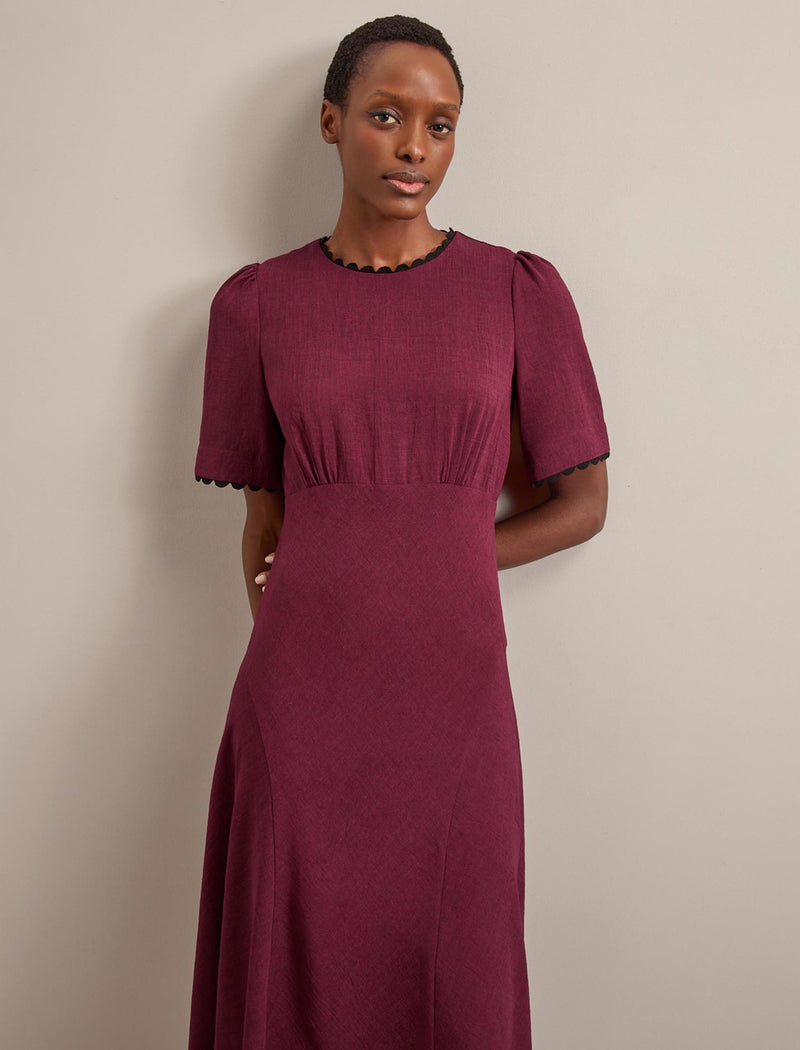 Lucy Techni Voile Midi Dress - Burgundy