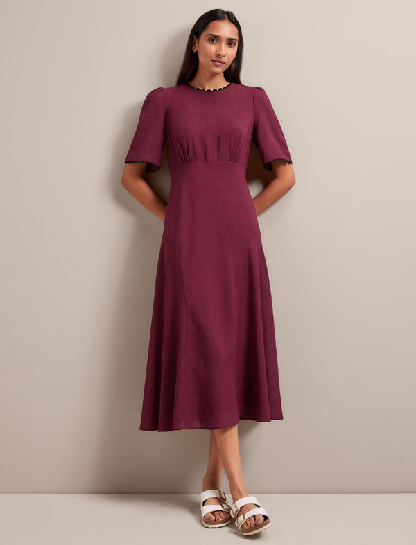 Lucy Techni Voile Midi Dress - Burgundy
