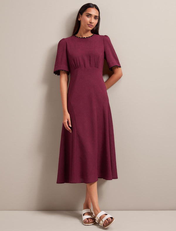 Lucy Techni Voile Midi Dress - Burgundy