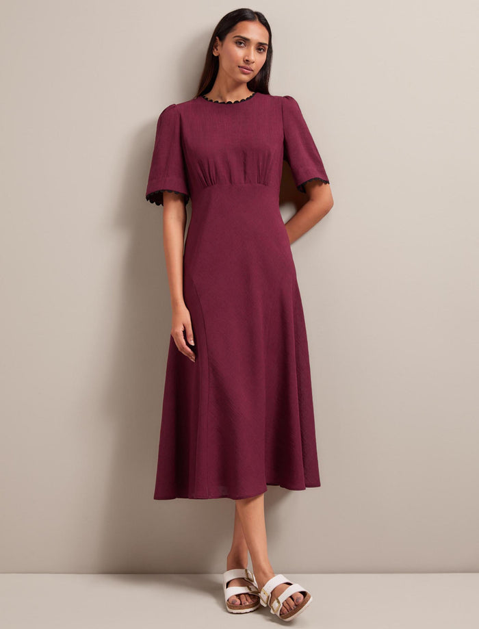 cefinn Lucy Techni Voile Midi Dress - Burgundy Dress