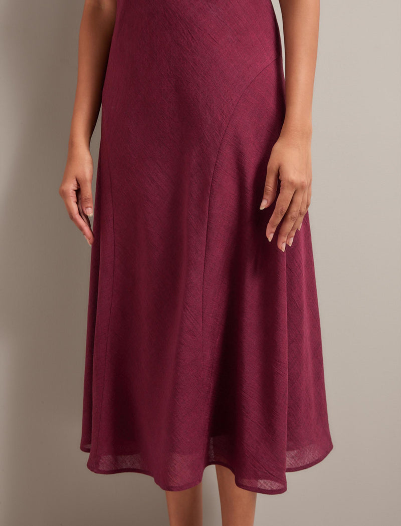 Lucy Techni Voile Midi Dress - Burgundy