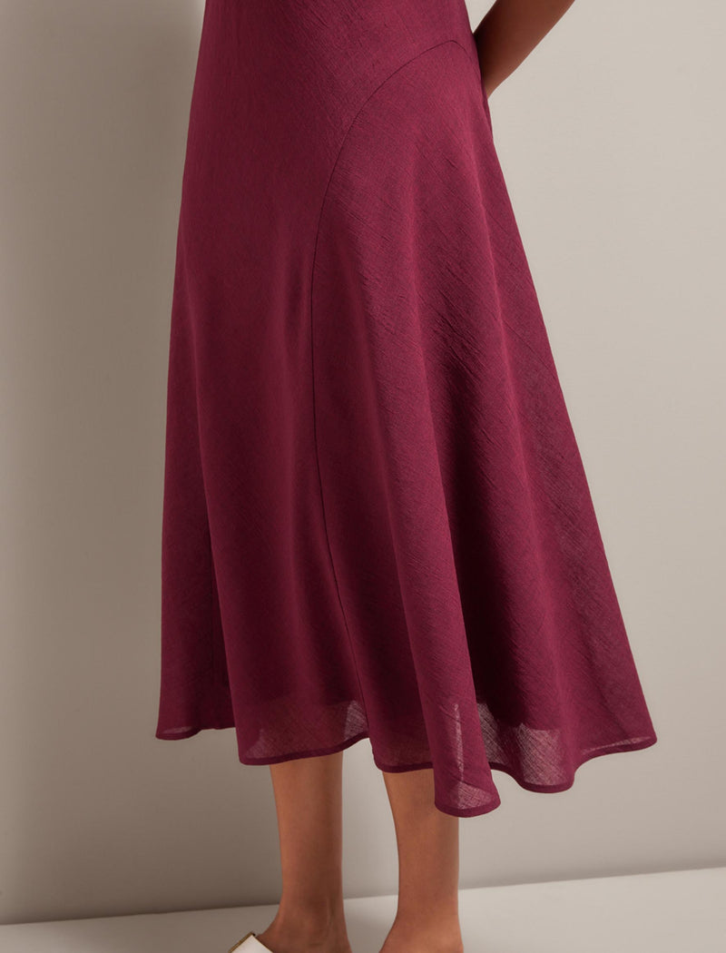 Lucy Techni Voile Midi Dress - Burgundy
