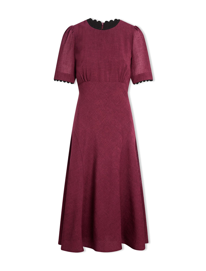 Lucy Techni Voile Midi Dress - Burgundy