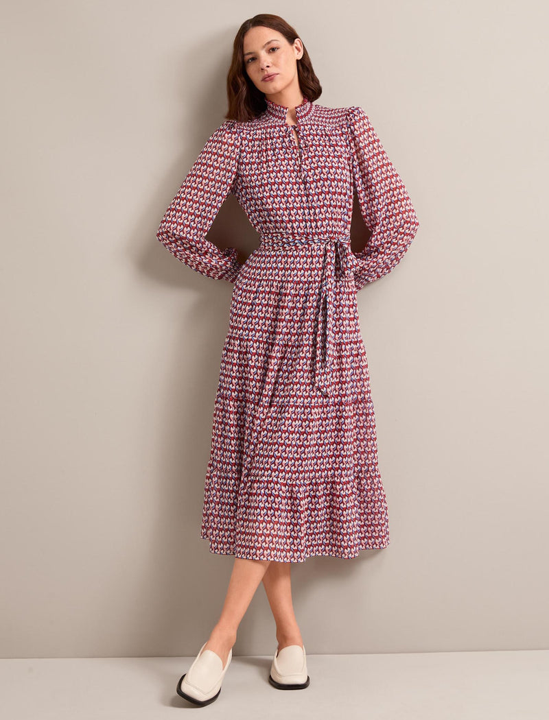 Marina Maxi Dress - Burgundy Heart Geo Print