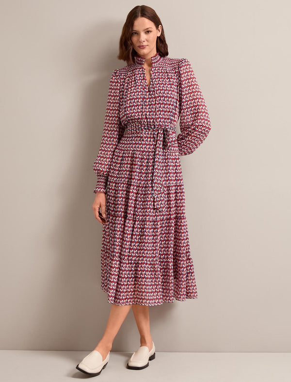 Marina Maxi Dress - Burgundy Heart Geo Print