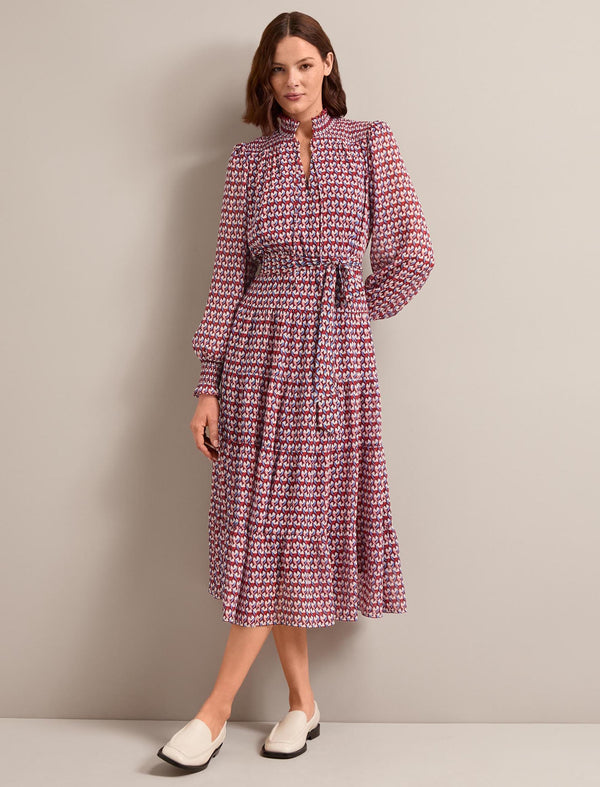 Marina Maxi Dress - Burgundy Heart Geo Print