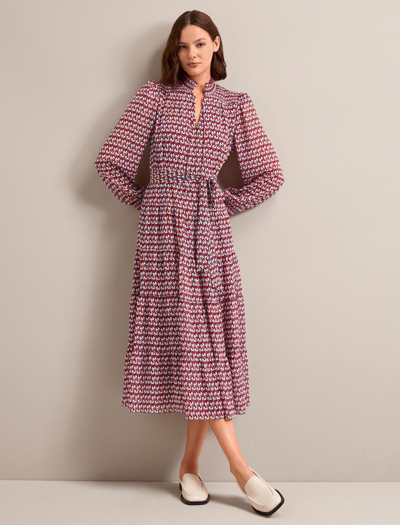 Marina Maxi Dress - Burgundy Heart Geo Print