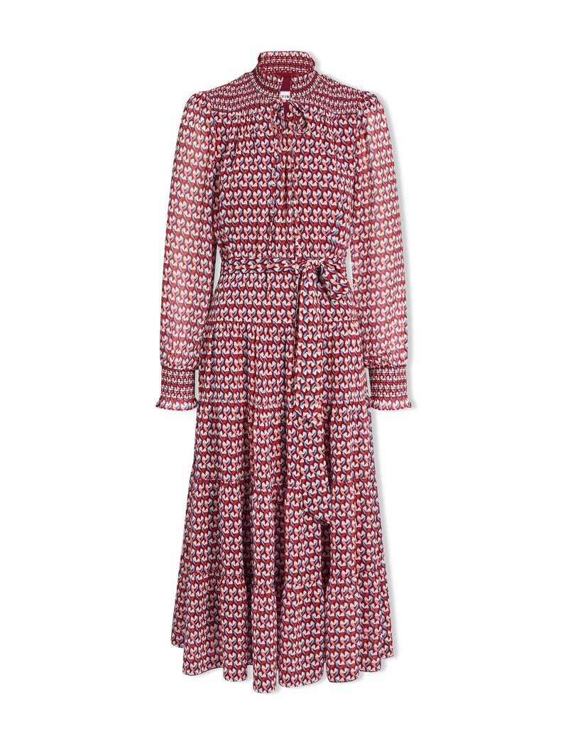 Marina Maxi Dress - Burgundy Heart Geo Print