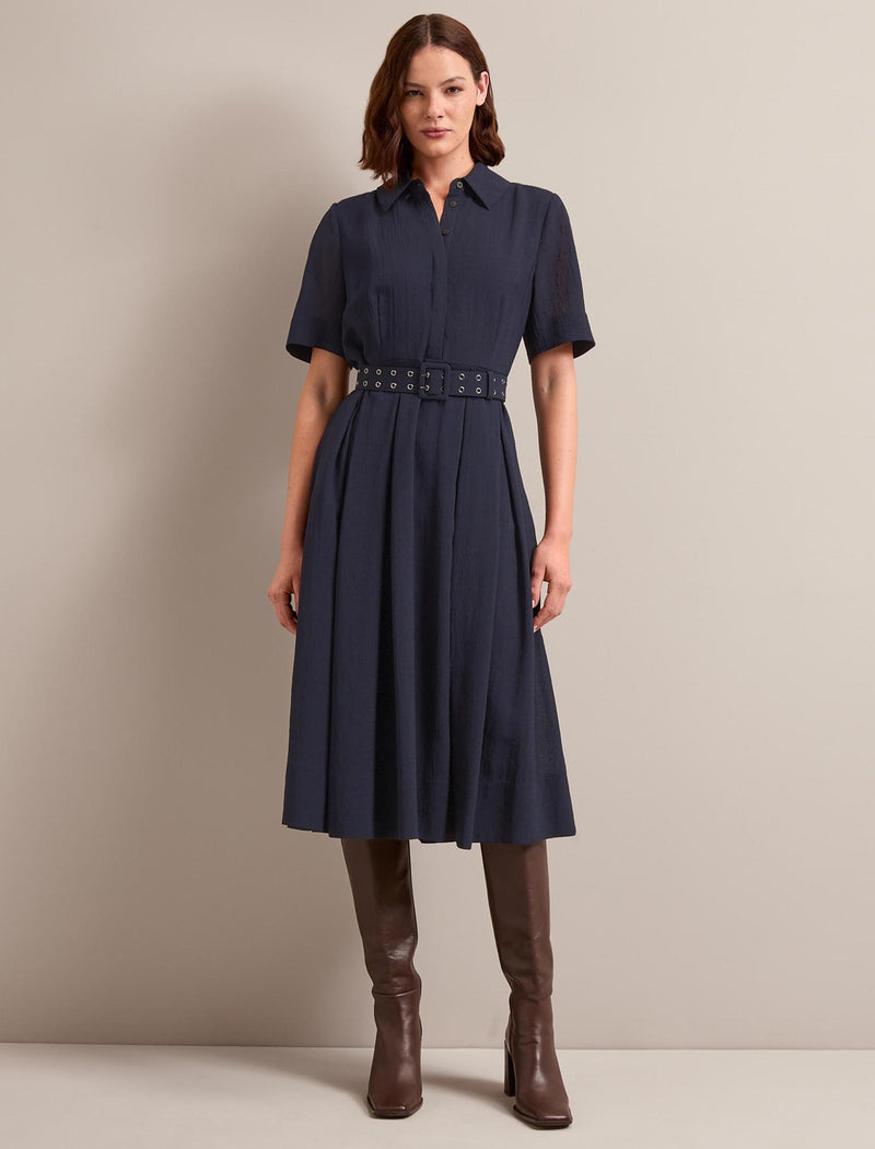 Anya Techni Voile Dress - Navy