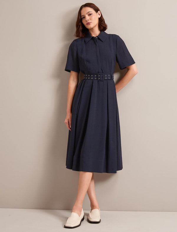 Anya Techni Voile Dress - Navy