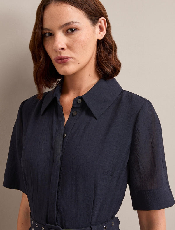 Anya Techni Voile Dress - Navy