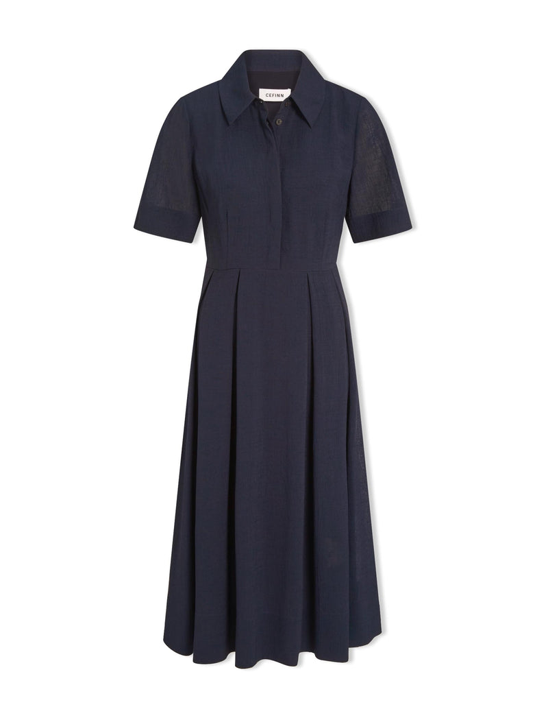 Anya Techni Voile Dress - Navy