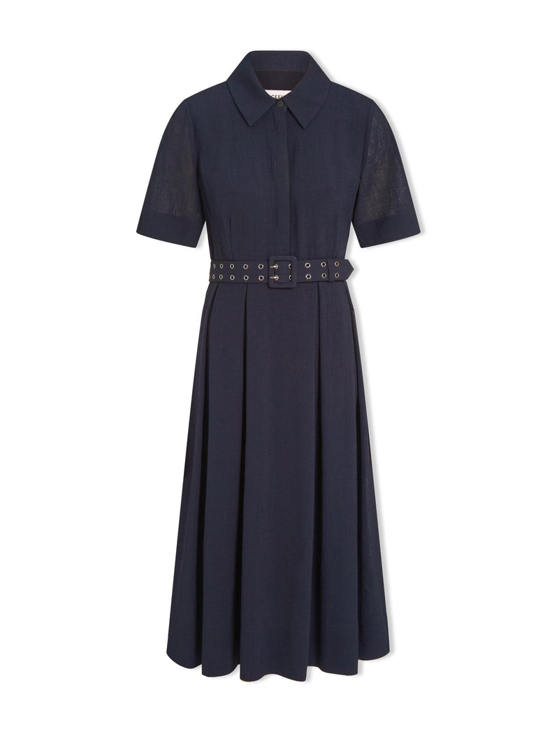 Anya Techni Voile Dress - Navy