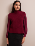 Janie Cashmere Blend Funnel Neck Sleeveless Jumper - Burgundy