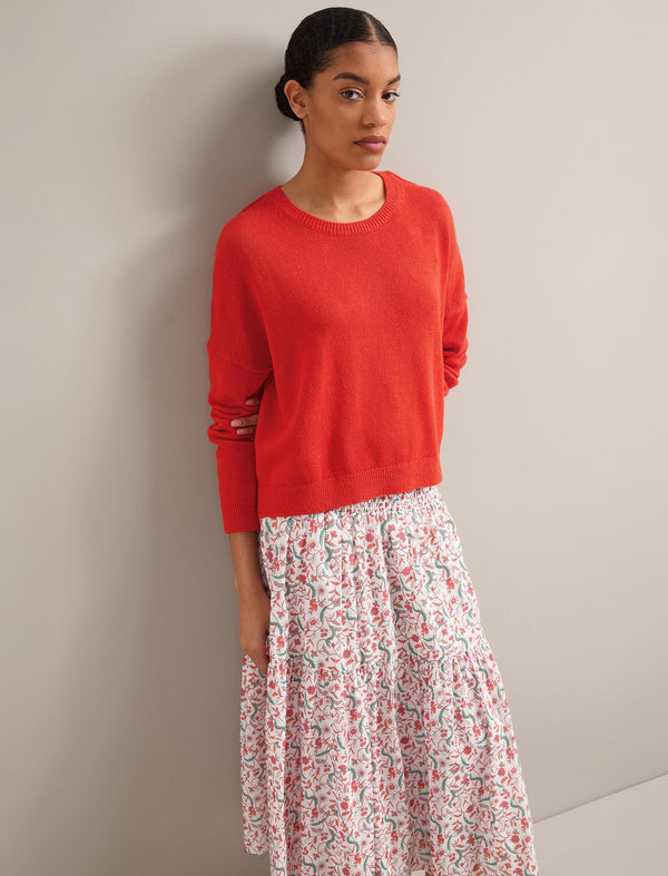 Lainey Linen Blend Jumper - Vermillion Red
