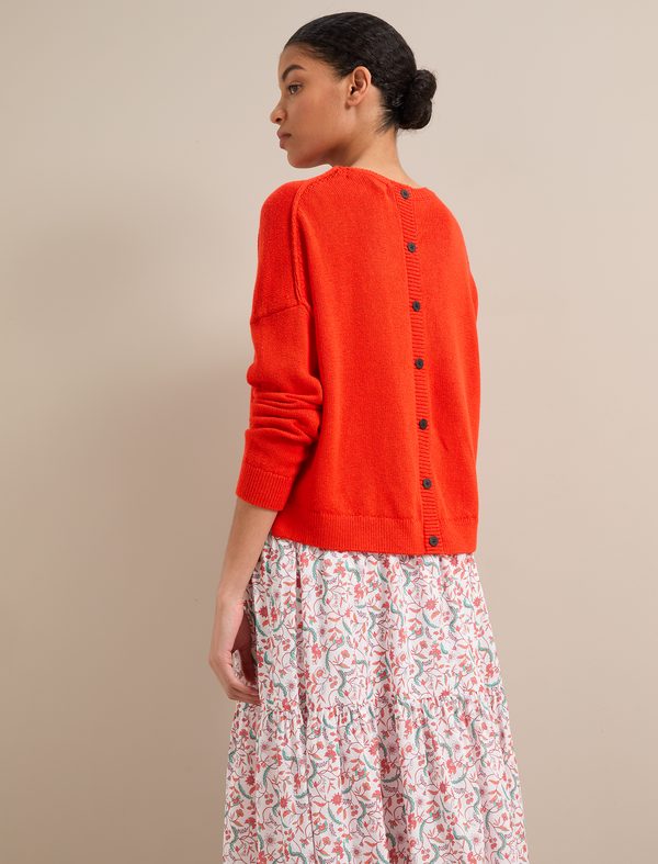 Lainey Linen Blend Jumper - Vermillion Red