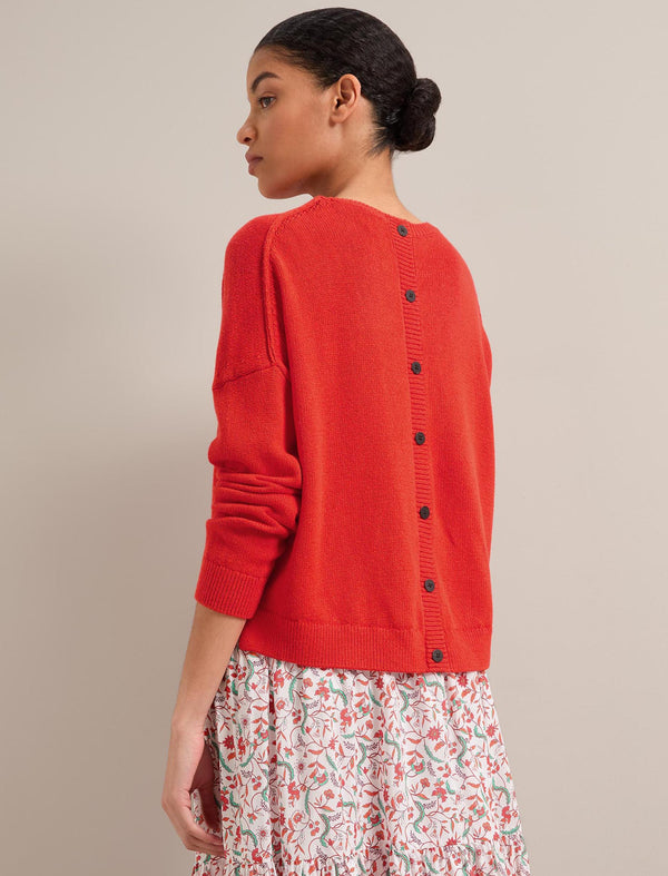Lainey Linen Blend Jumper - Vermillion Red