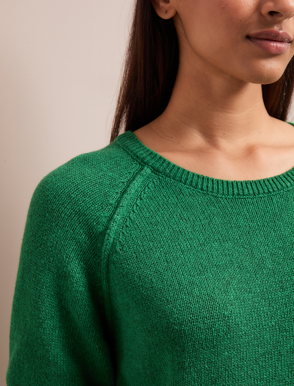 Drew Linen Blend Jumper - Emerald Green