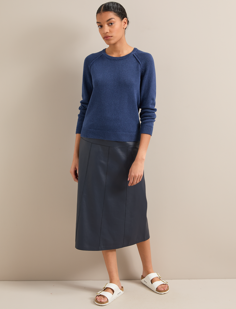 Drew Linen Blend Jumper - Indigo