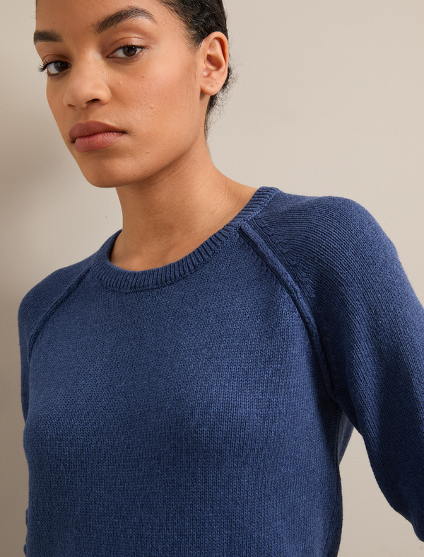 Drew Linen Blend Jumper - Indigo