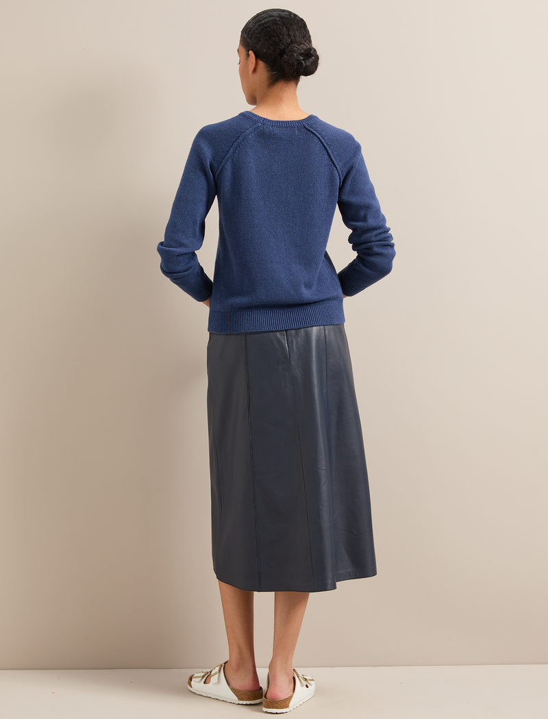 Drew Linen Blend Jumper - Indigo