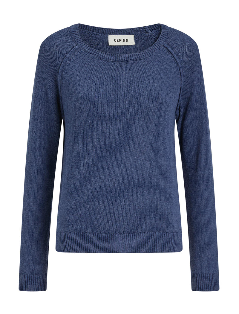 Drew Linen Blend Jumper - Indigo