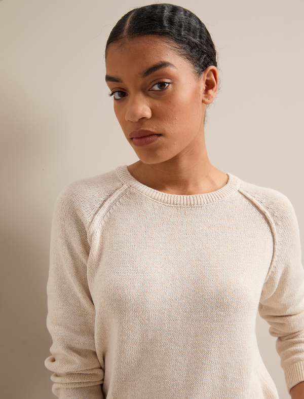 Drew Linen Blend Jumper - Oatmeal