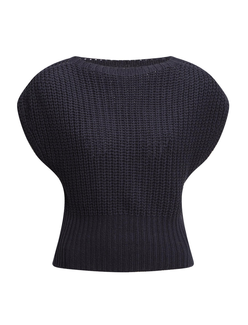 Quinn Cotton Blend Vest - Navy