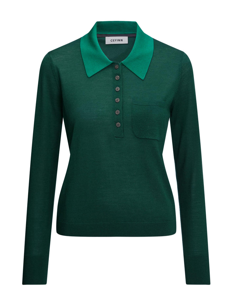 Josie Merino Wool Blend Jumper - Dark Green Emerald Green