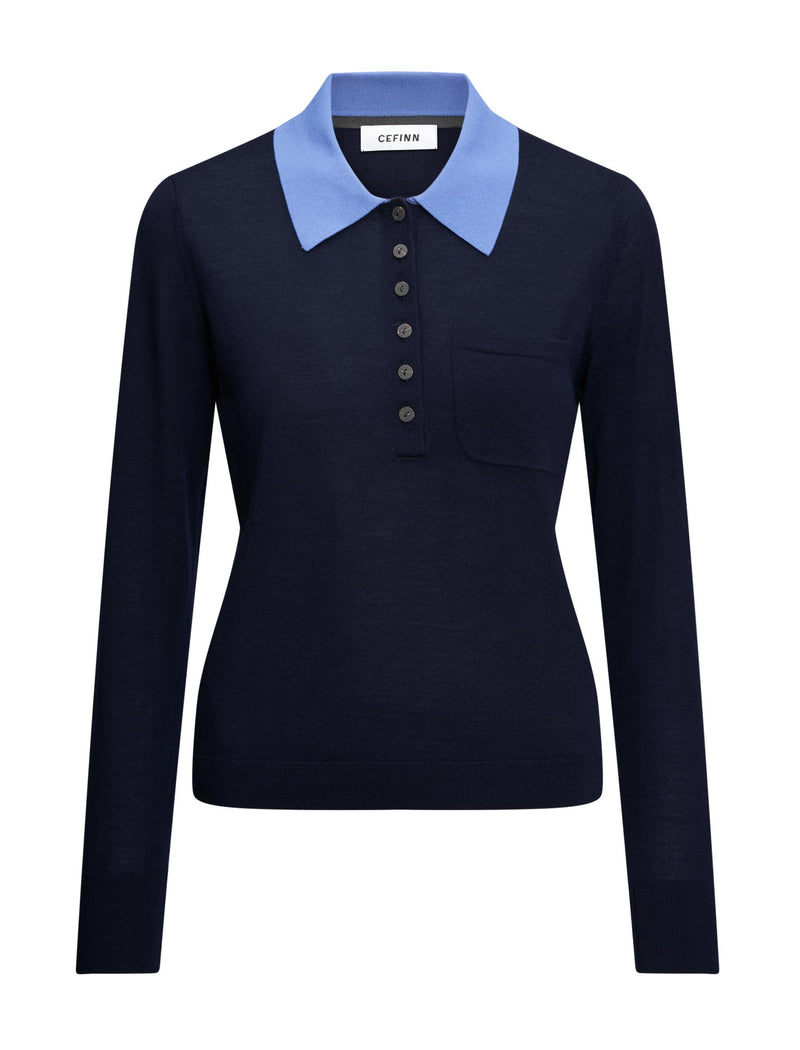 Josie Merino Wool Blend Jumper - Navy Slate Blue