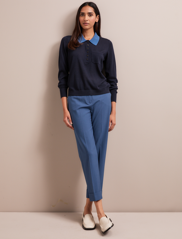 Josie Merino Wool Blend Jumper - Navy Slate Blue