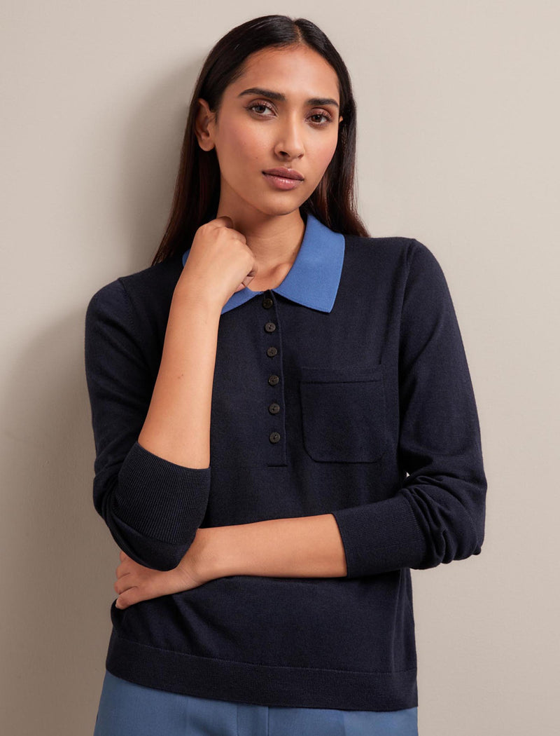 Josie Merino Wool Blend Jumper - Navy Slate Blue